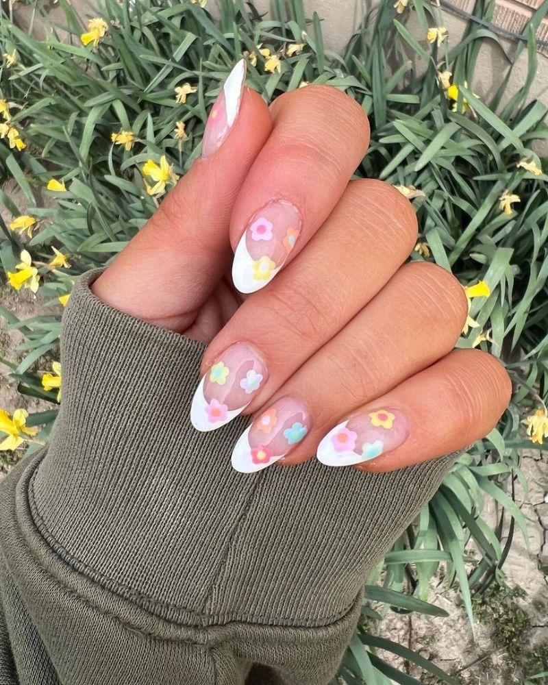 french nail design with flowers nail art