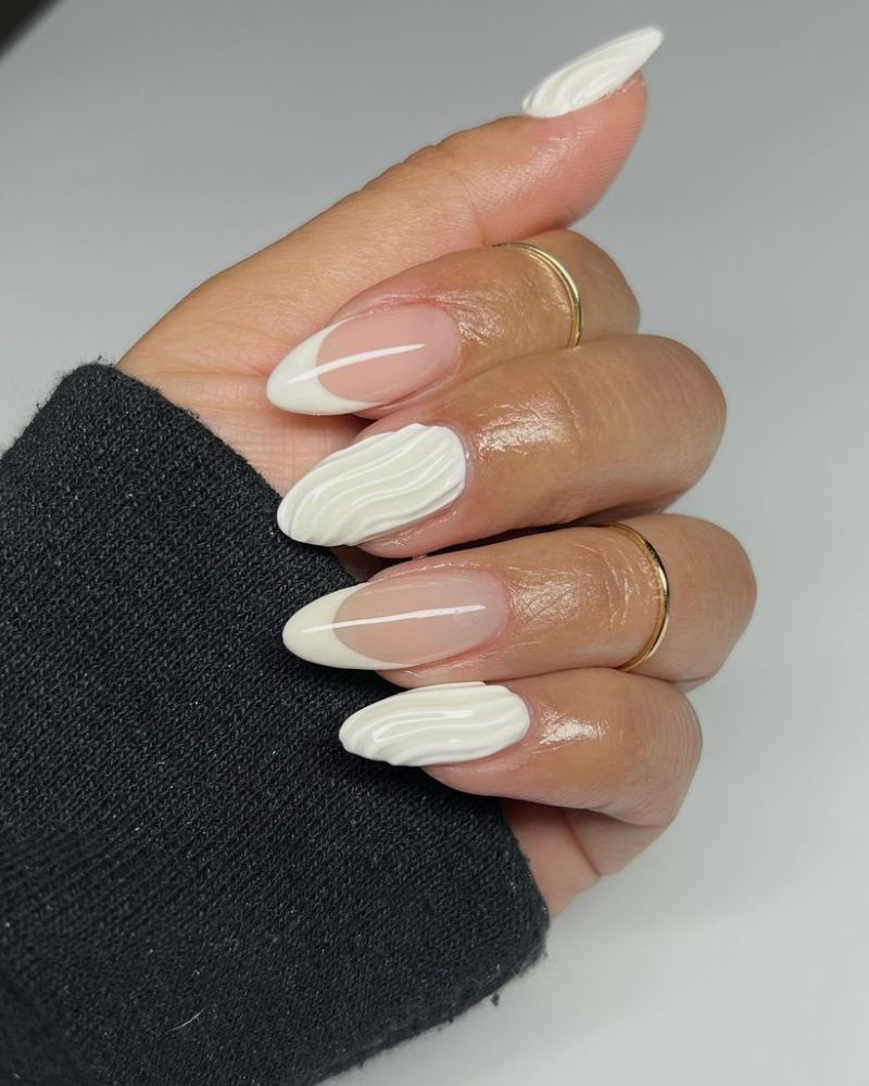 french manicure with 3d nail art