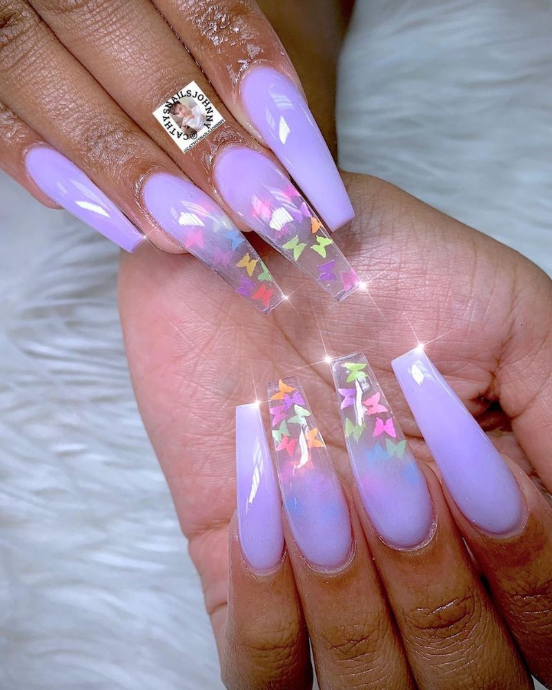 lavander nail ideas
light purple nails with design
acrylic light purple nails