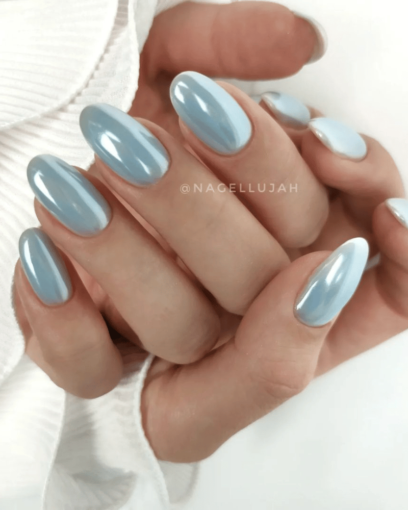 chrome blue nails