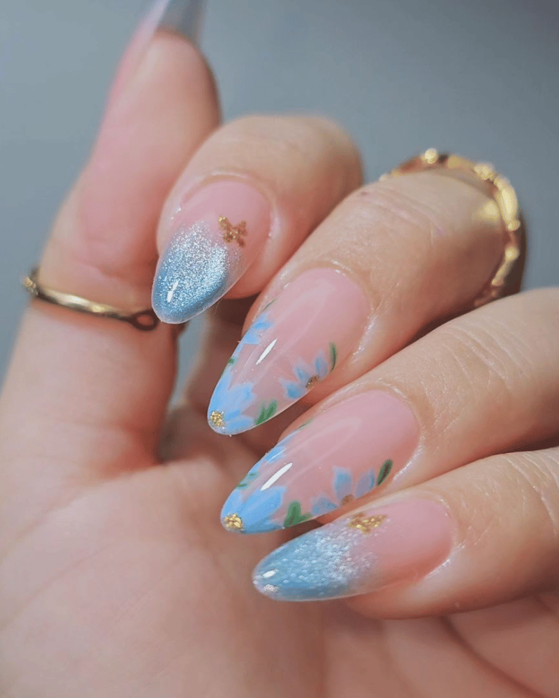 french nails, blue french nailart