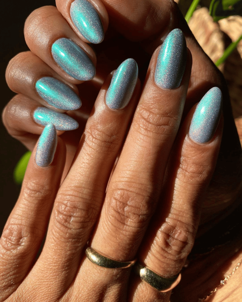 glitter blue nails