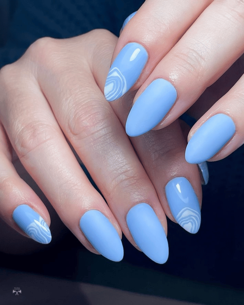 matte blue manicure