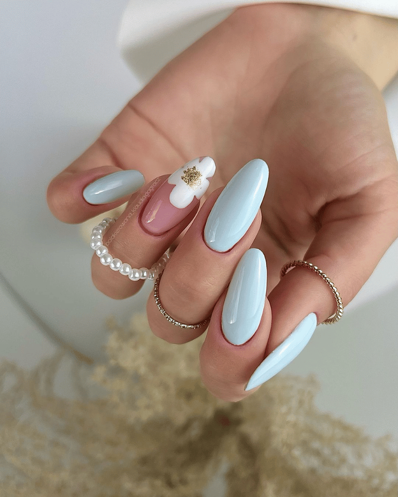 light blue nails, sky blue nails
