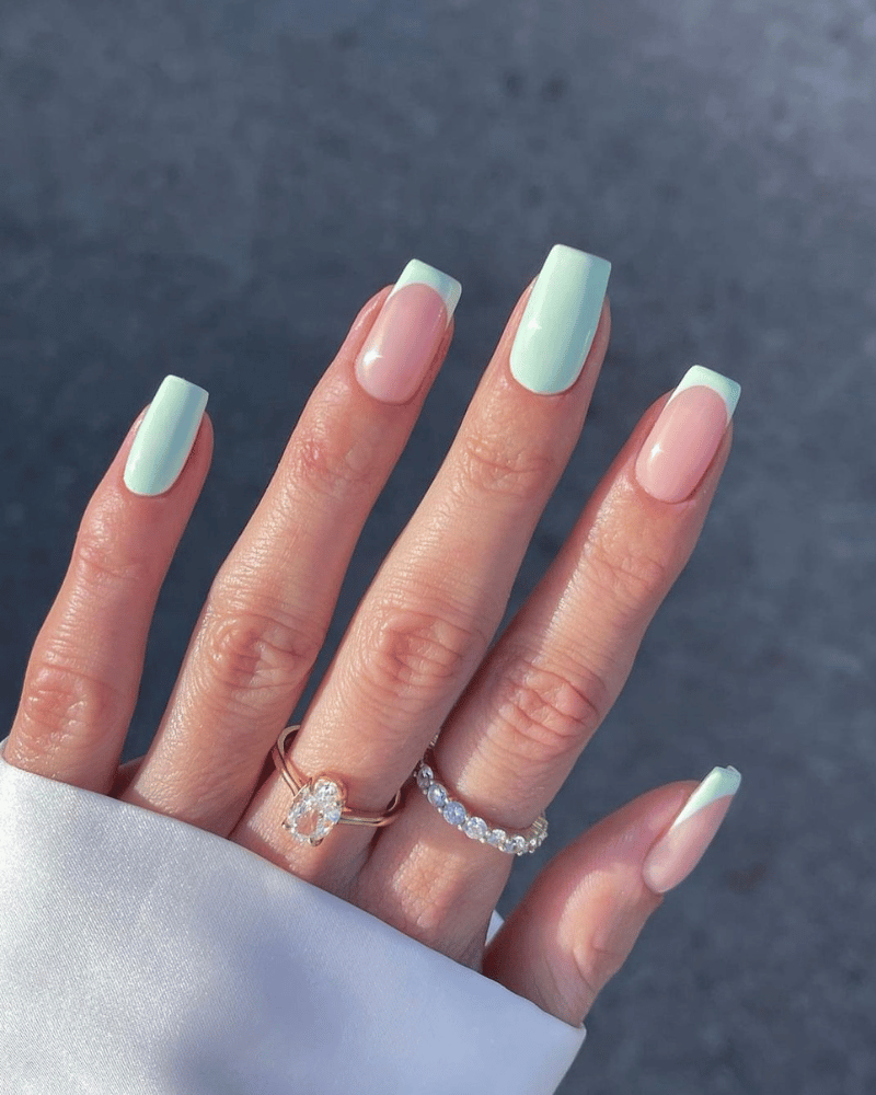 fun blue manicure with french blue 