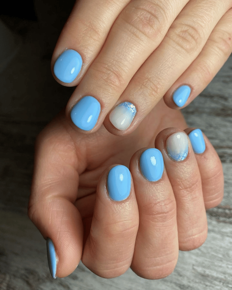 short blue nails, blue nails 
