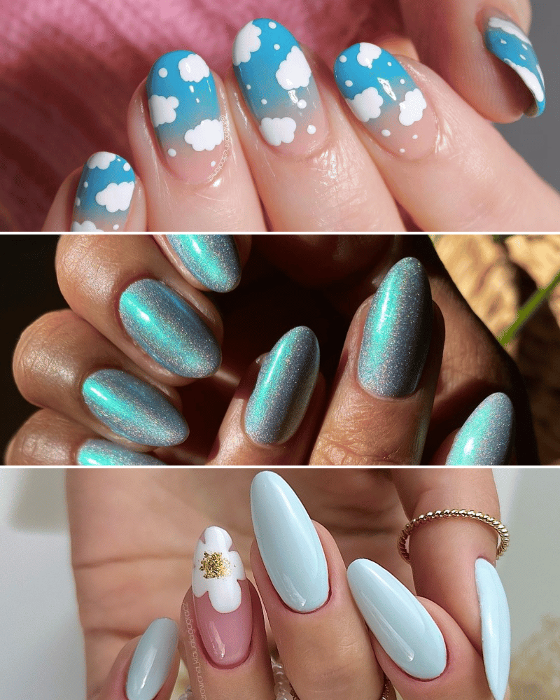 Blue nails with golden glitter – Mari's Nail Polish Blog