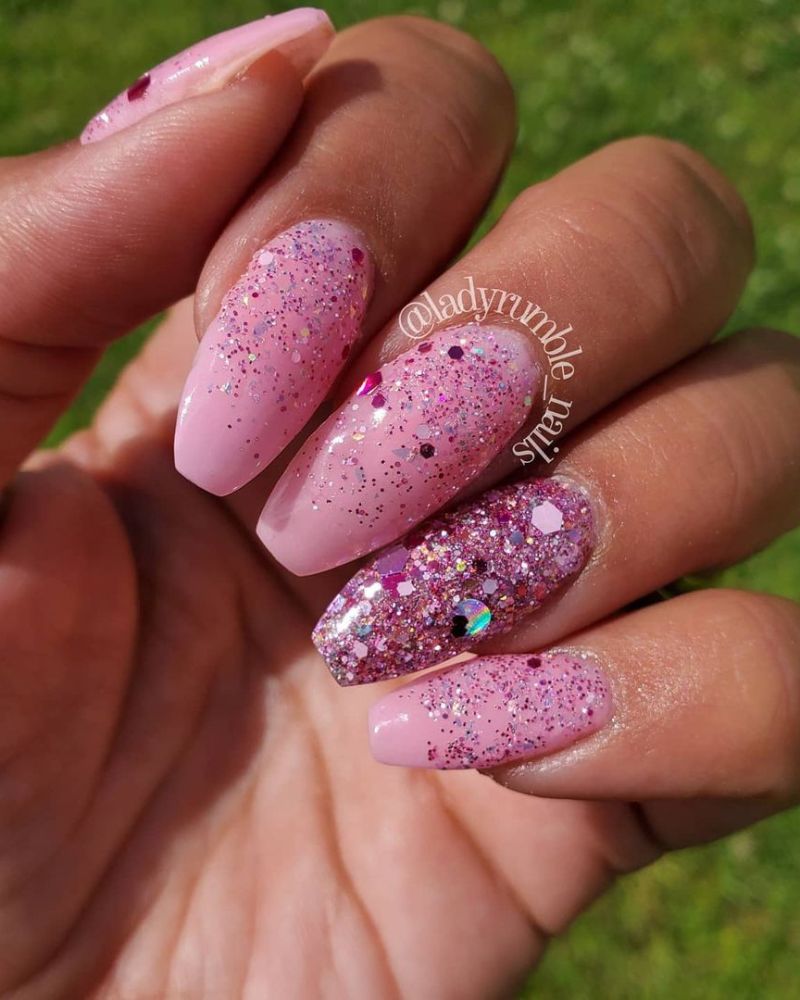 pink nails acrylic
pink nail ideas
pink glitter nails