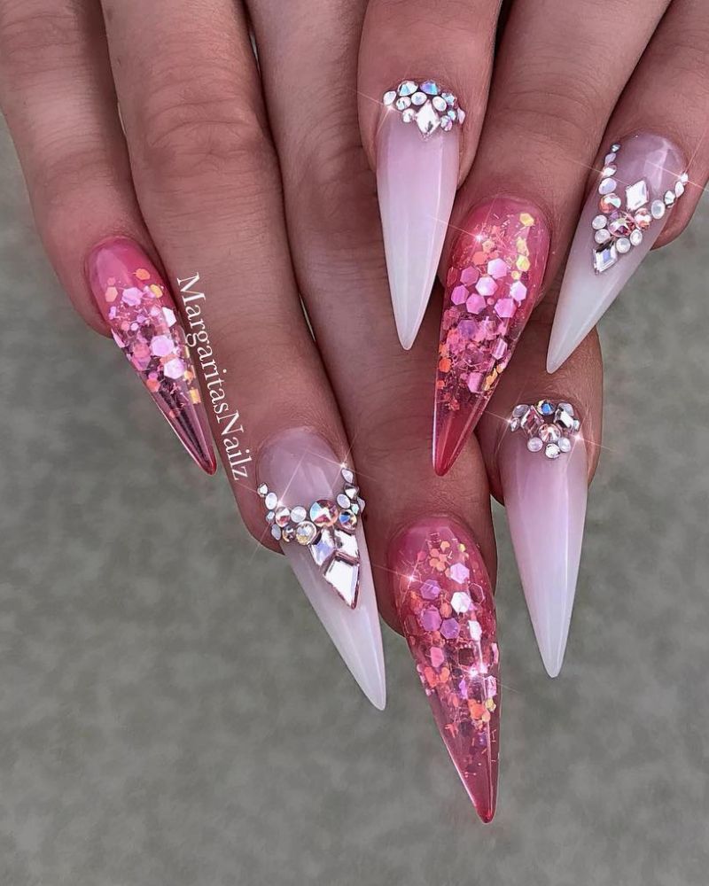 stiletto pink nails
pink nails design
long pink nails