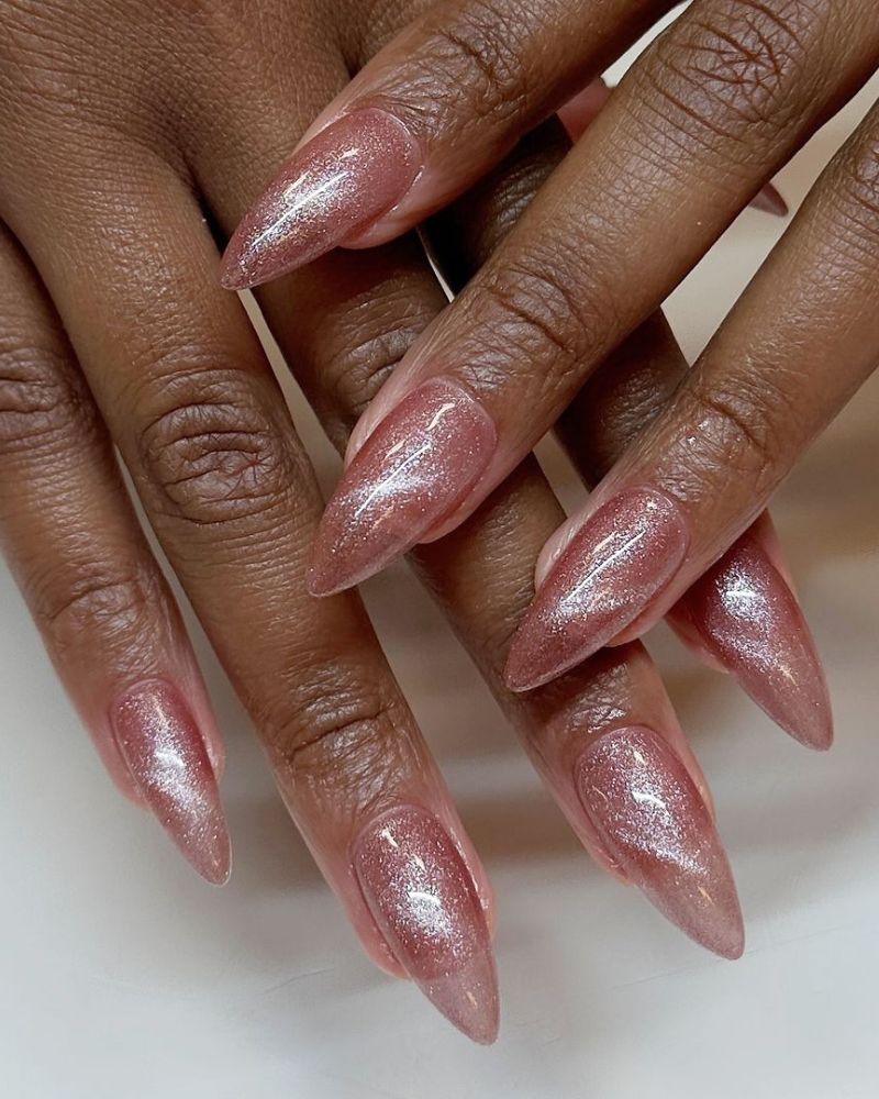 pink glitter nails
pink chrome nails