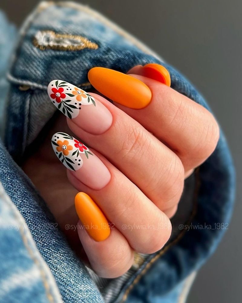Orange nail art discount