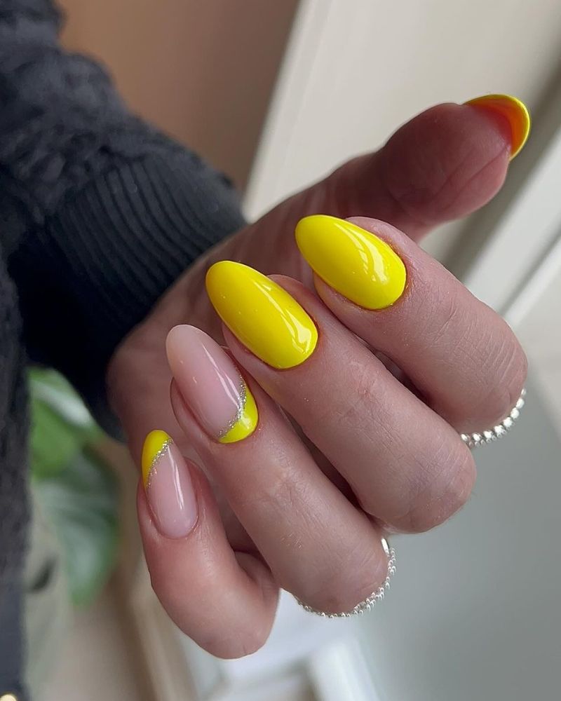 neon yellow nails design