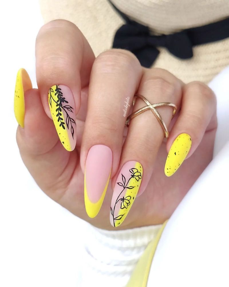 yellow nails art, yellow nails polish