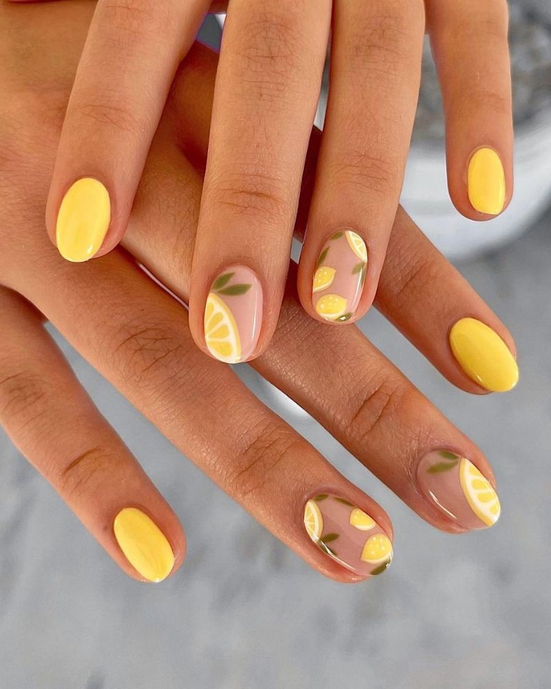 summer yellow nails, yellow nails ideas