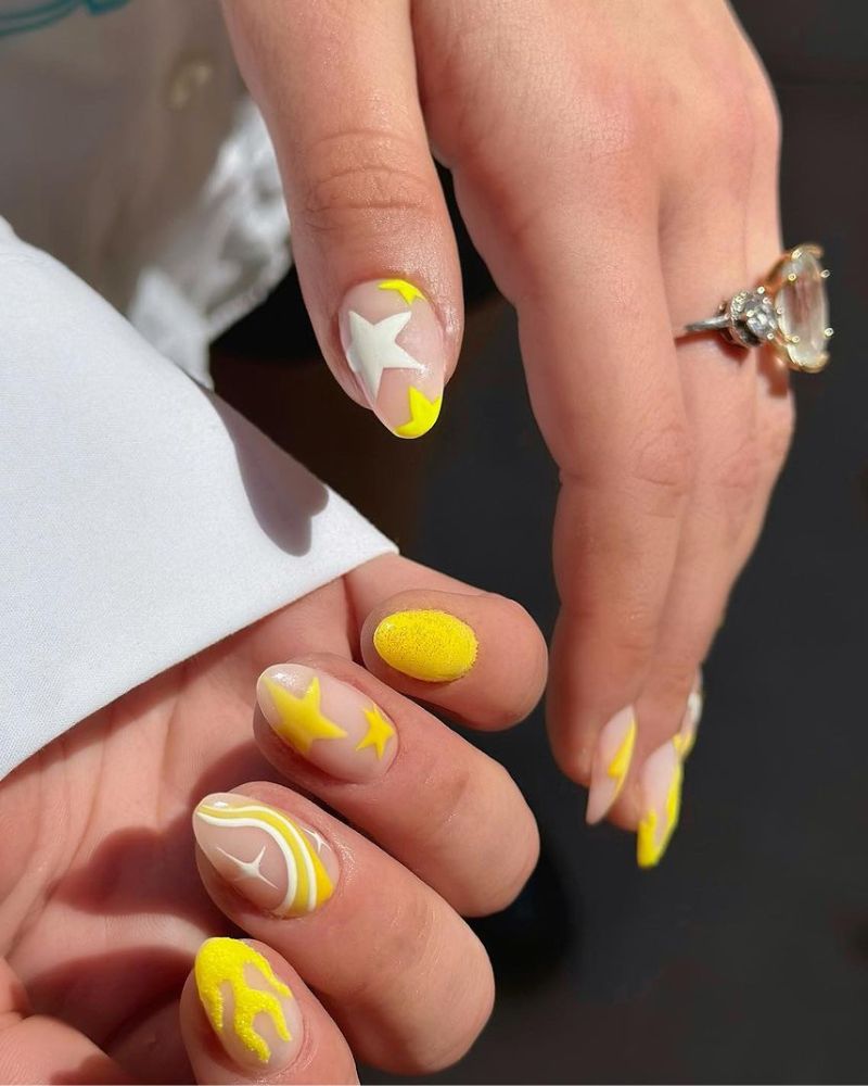 yellow nail designs, yellow nail art, yellow summer nails