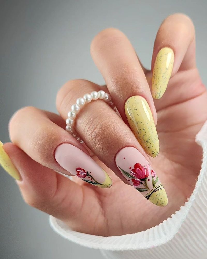 yellow nails ideas, summer yellow nails design