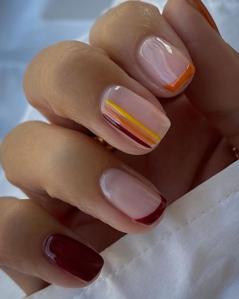burgundy nail design for elegant fall nails