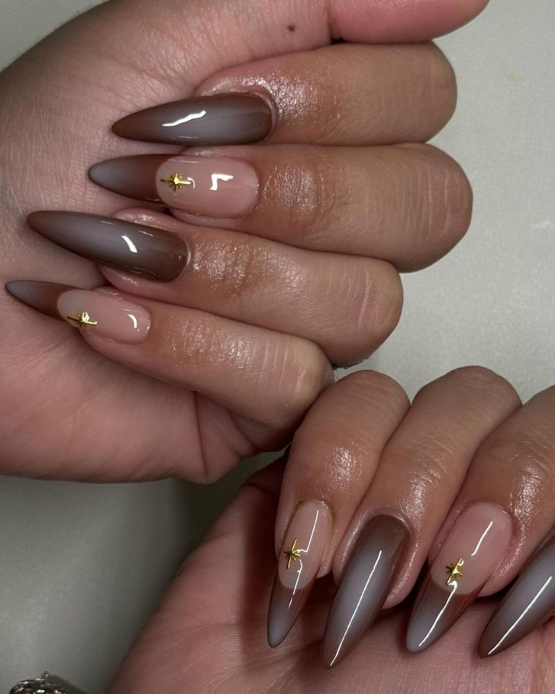 airbrushed brown nails designs