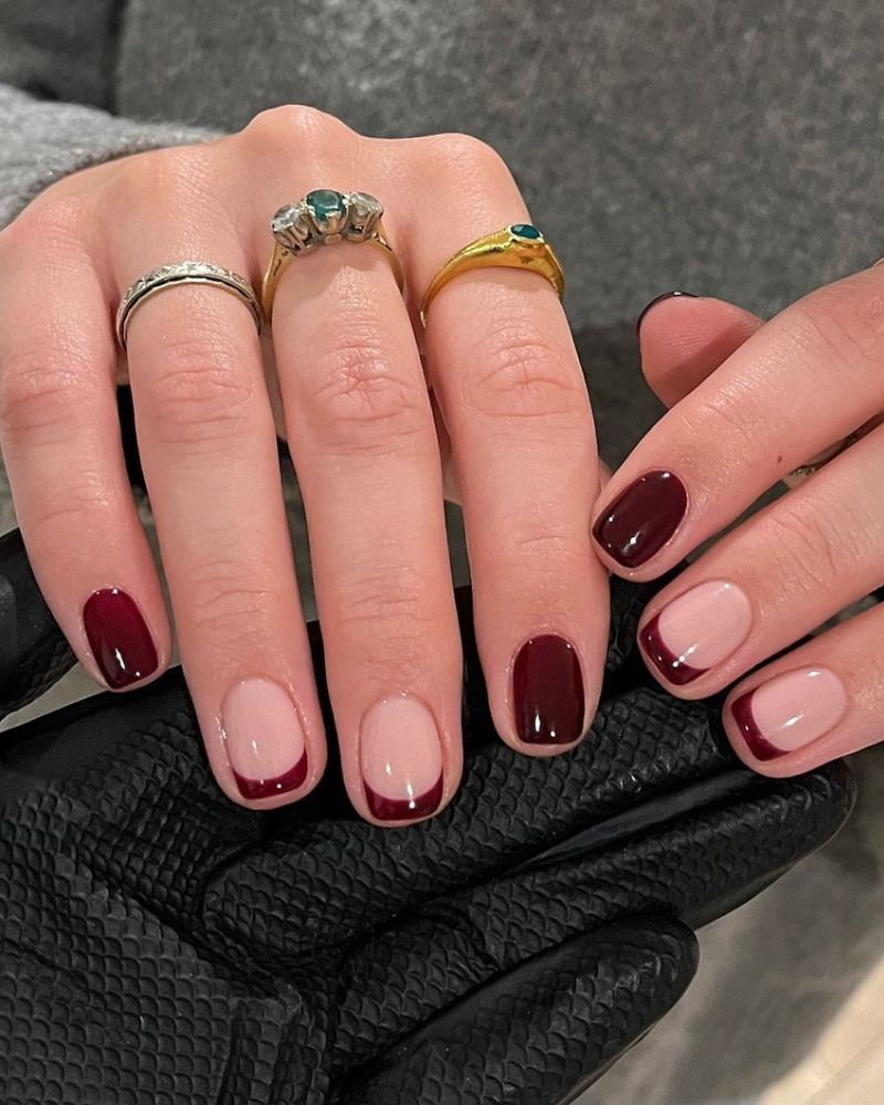 dark red fall nail designs