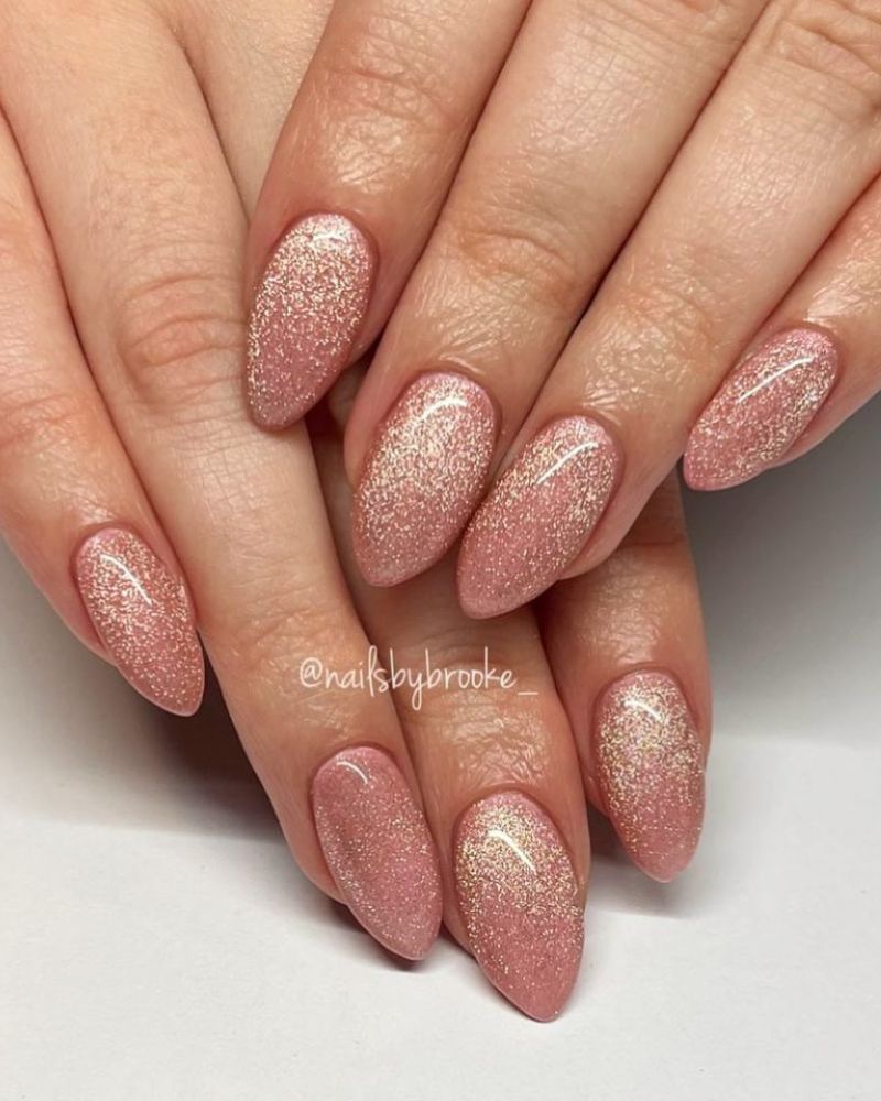 sparkly dusty pink nails