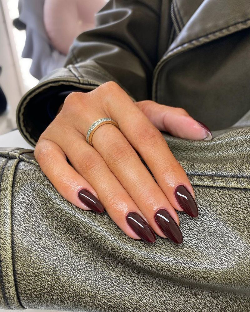 dark red fall nails, brown nails