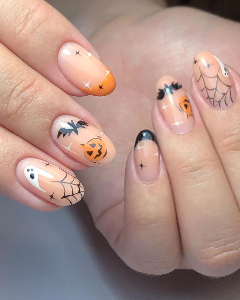 nude halloween nails