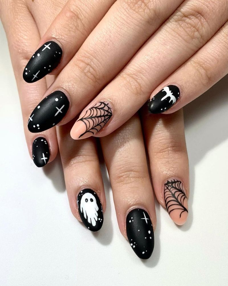 matte black halloween nails