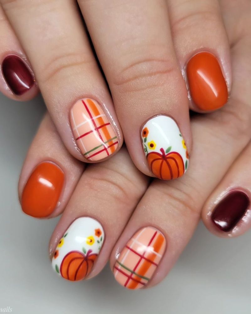 orange nails for fall nail art designs