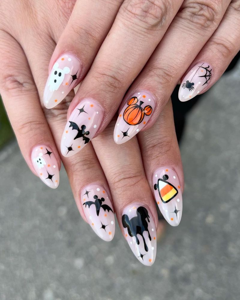 mickey mouse halloween nail art