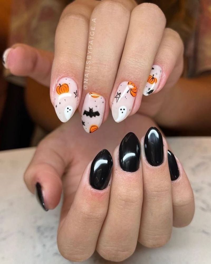 black nails and easy halloween nails