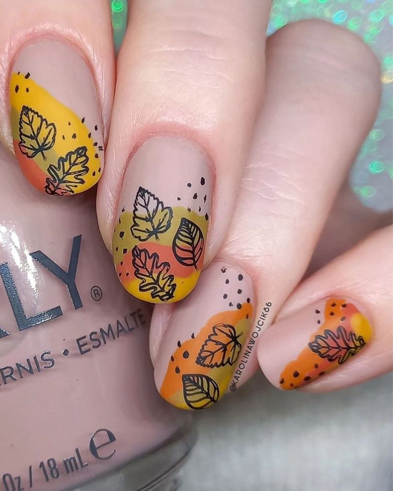 fall nails in cold seasonal colors, with a matte finish