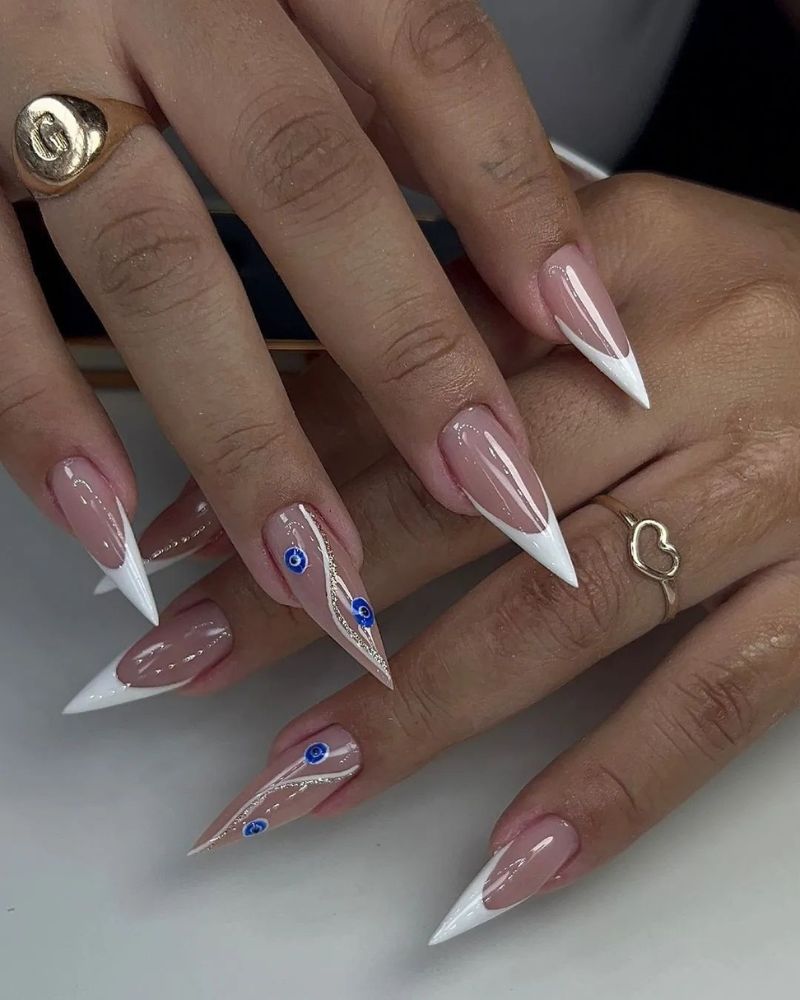 stiletto nails with white tip french