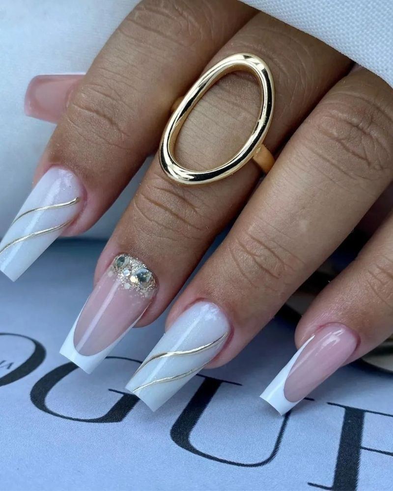 elegant white tip nails