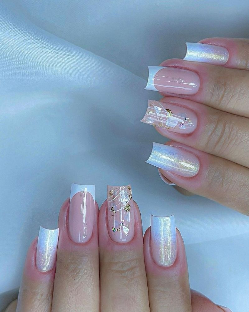 french tip nail designs, glitter nails