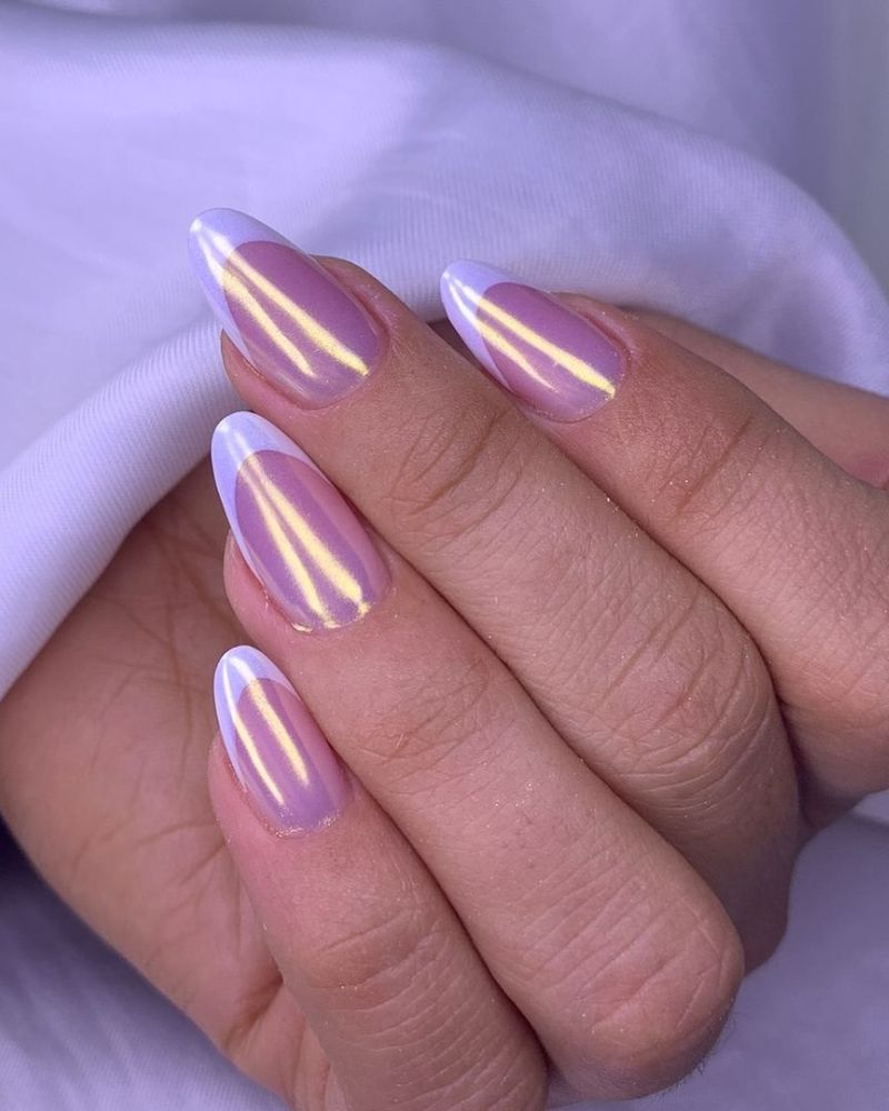 chrome white french tip nail designs