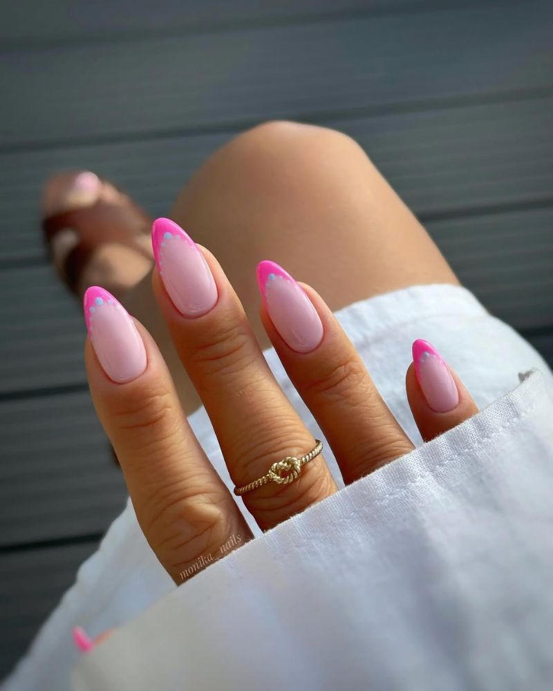 pink nails, french nails, french tips