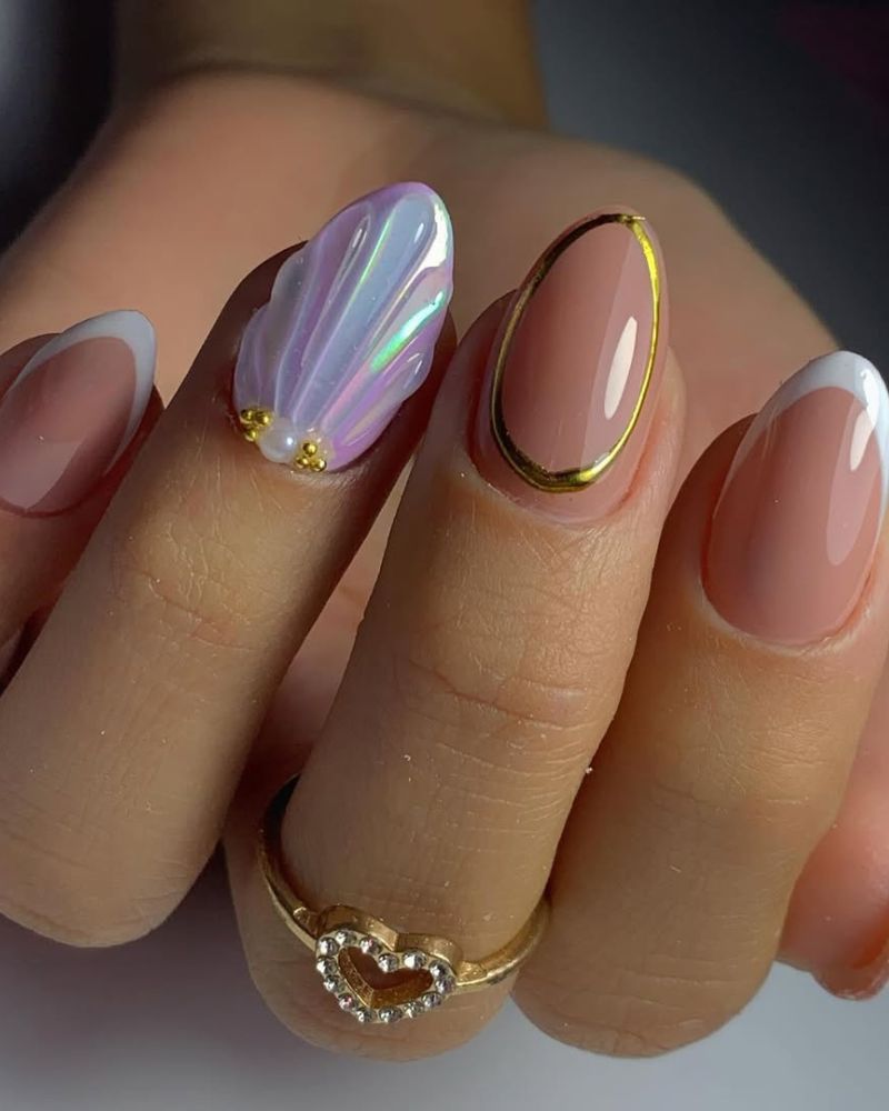 summer nails, white tip nails