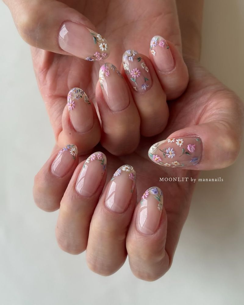 flower nail art, classy nails