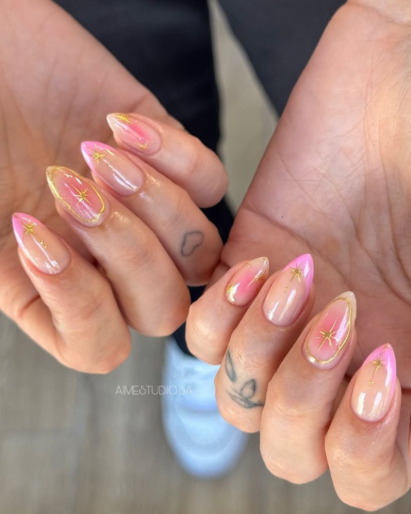light pink nail art desgins, french nails