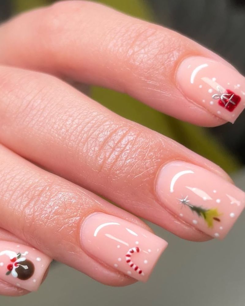 simple christmas nail art, easy nail art