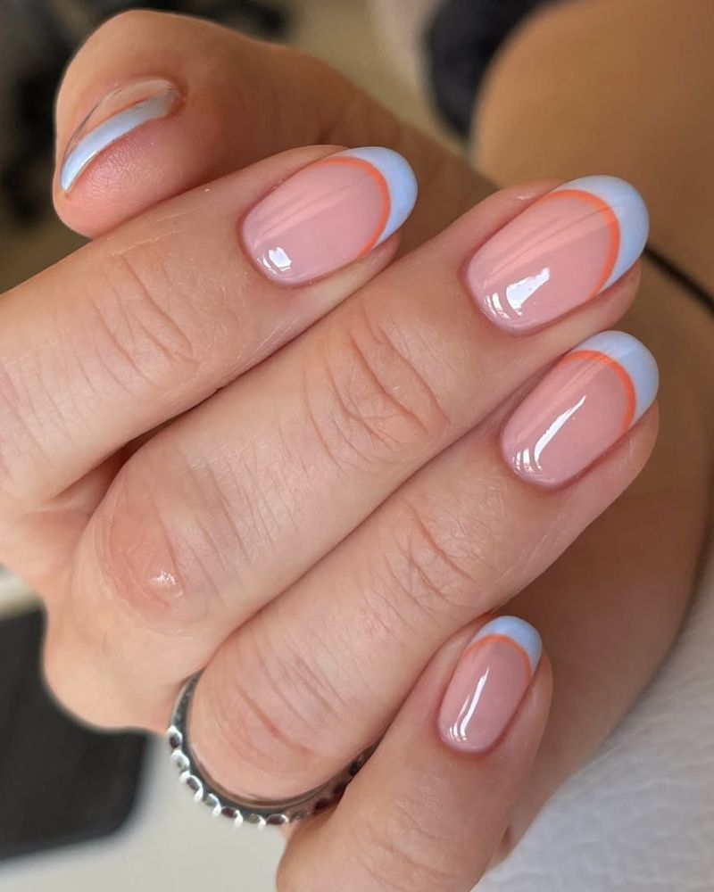 light blue nails. simple nails