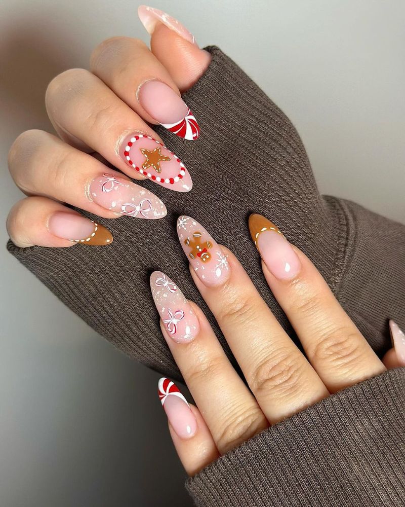 simple christmas nail art, classy christmas nails
