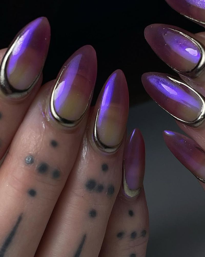 ombre purple nails, simple nails, stiletto nails
