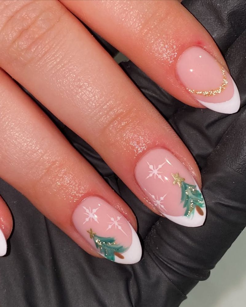 christmas tree nail art, winter nails