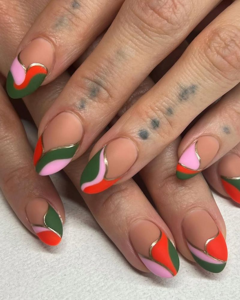 coloured french tip nail designs, matte nails