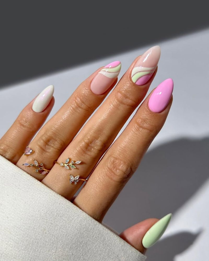 light pink nail art designs, summer nails