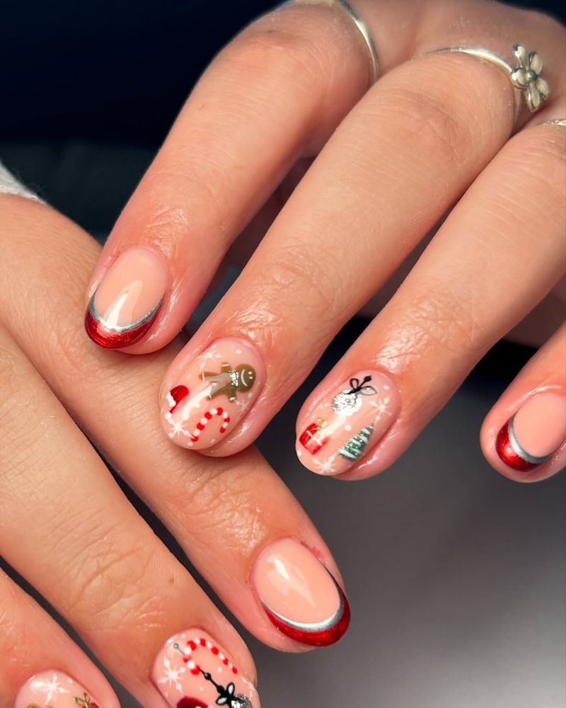 short christmas nails, simple christmas nail art