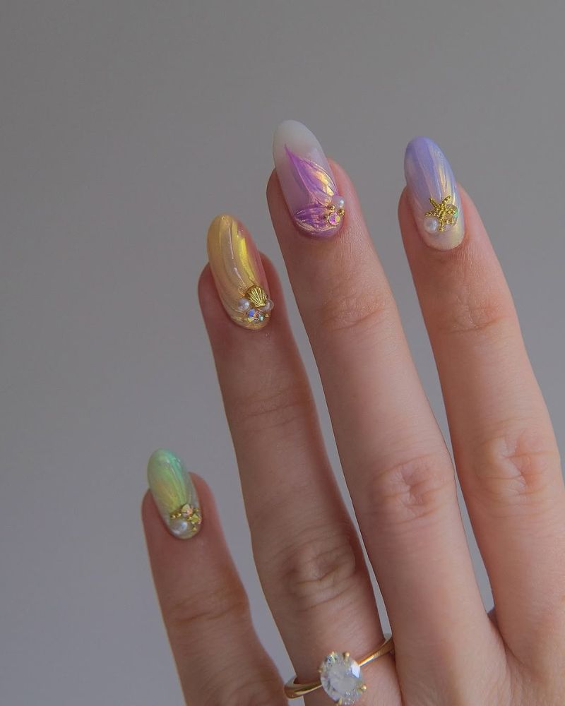 summer nails, purple nails