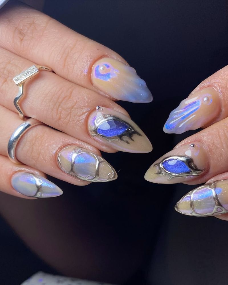 chrome purple nails, simple purple nail art
