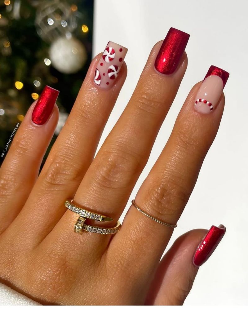 red christmas nails, classy christmas nails